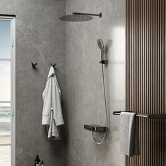 Смеситель для душа встраиваемый WasserKraft Elbe термостатический с переключателем без лейки черный (7499 Thermo) - фото 2