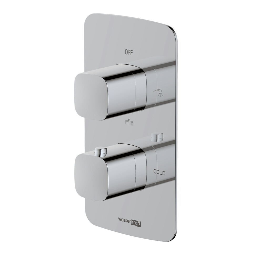 

Смеситель для душа встраиваемый WasserKraft Naab термостатический с переключателем без лейки хром (8644 Thermo)