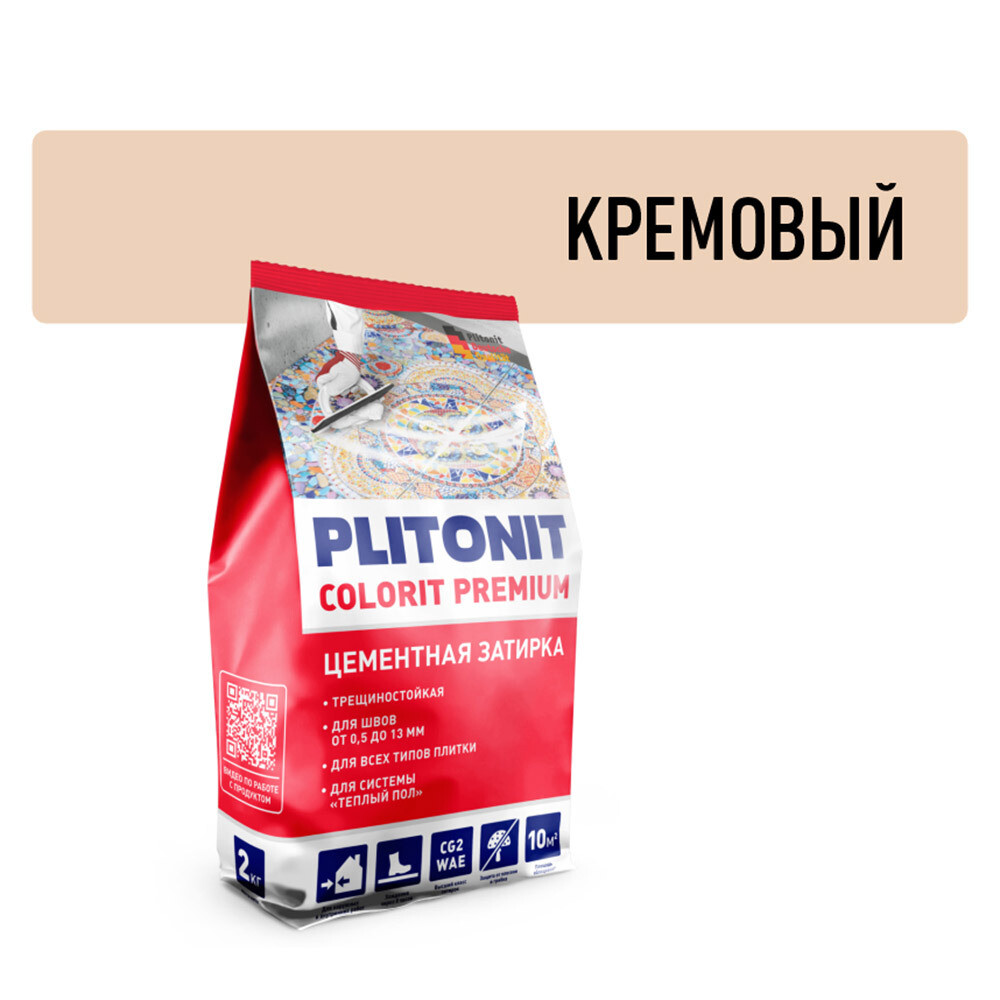 

Затирка цементная Plitonit Colorit 7506C кремовая 2 кг, Бежевый