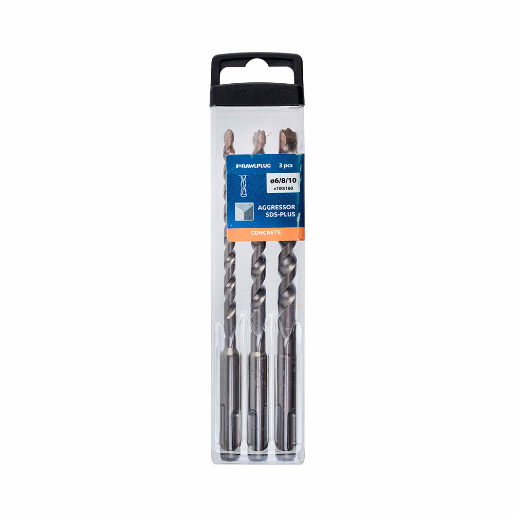 Изображение товара Набор буров SDS-plus Rawlplug Aggressor 6-10 мм (3 шт.) (RT-SDSA-SET1)
