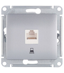 Изображение товара Розетка компьютерная Systeme Electric Glossa встраиваемая алюминий RJ45 (GSL000381К)