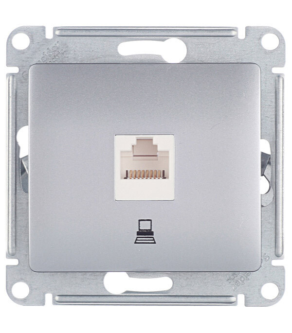 Изображение товара Розетка компьютерная встраиваемая алюминиевая Sistema Electric Glossa RJ45 IP20