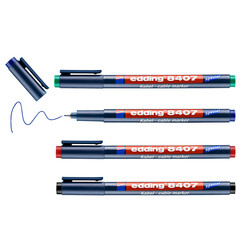 Маркер перманентный для кабеля и пвх Edding 8407 грифель 0,3 мм 4 цвета в наборе (4 шт.) - фото 2