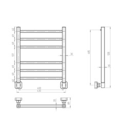 Полотенцесушитель водяной Indigo Aletto 500х400 мм лесенка черный муар - фото 2