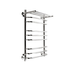 Полотенцесушитель водяной Indigo Brace 800х500 мм лесенка с боковым подключением 600 мм слева с полкой хром - фото 4