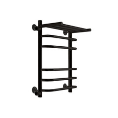 Полотенцесушитель водяной Indigo Brace 600х400 мм лесенка с боковым подключением 500 мм слева с полкой черный муар - фото 4