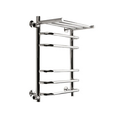 Полотенцесушитель водяной Indigo Brace 600х400 мм лесенка с боковым подключением 500 мм слева с полкой хром - фото 3