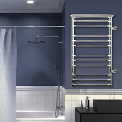 Полотенцесушитель водяной Indigo Brace 1000х500 мм лесенка с боковым подключением 600 мм справа с полкой хром - фото 2