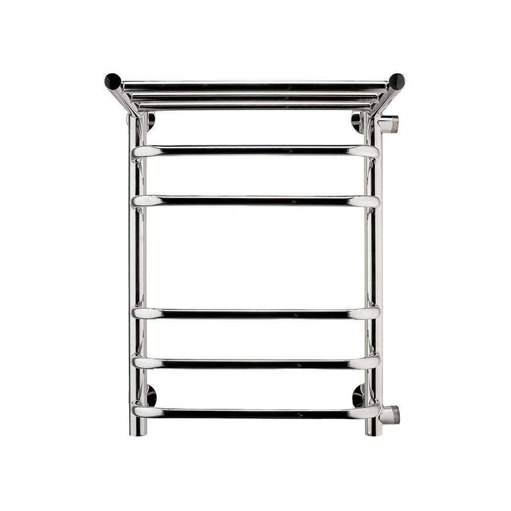 

Полотенцесушитель водяной Indigo Brace 600х400 мм лесенка с боковым подключением 500 мм справа с полкой хром