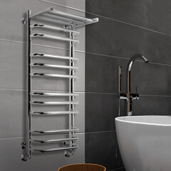 Полотенцесушитель водяной Indigo Brace 1000х500 мм лесенка с полкой хром - фото 3