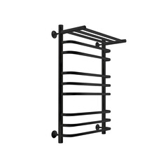 Полотенцесушитель водяной Indigo Brace 800х500 мм лесенка с полкой черный муар - фото 4