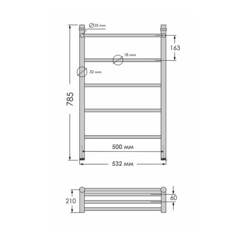 Полотенцесушитель водяной Indigo Line 800х500 мм лесенка с полкой золото - фото 2