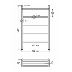 Полотенцесушитель водяной Indigo Line 800х500 мм лесенка с полкой хром - фото 2