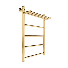 Полотенцесушитель водяной Indigo Line 700х500 мм лесенка с полкой золото - фото 4