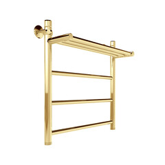 Полотенцесушитель водяной Indigo Line 600х500 мм лесенка с полкой золото - фото 4