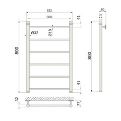 Полотенцесушитель водяной Indigo Line 800х500 мм лесенка хром - фото 2
