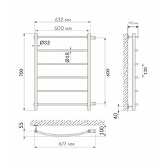 Полотенцесушитель водяной Indigo Arc 700х600 мм лесенка с боковым подключением 600 мм хром - фото 2