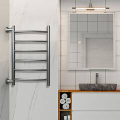 Полотенцесушитель водяной Indigo Arc 700х400 мм лесенка с боковым подключением 600 мм графит металлик - фото 3