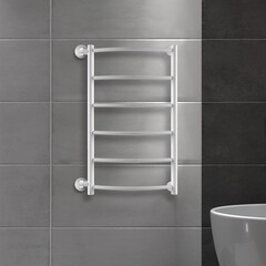 Полотенцесушитель водяной Indigo Arc 700х400 мм лесенка с боковым подключением 600 мм белый матовый - фото 3