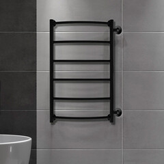 Полотенцесушитель водяной Indigo Arc 700х300 мм лесенка с боковым подключением 500 мм черный муар - фото 3