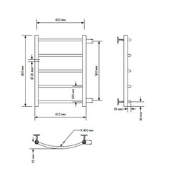 Полотенцесушитель водяной Indigo Arc 600х400 мм лесенка с боковым подключением 500 мм хром - фото 2