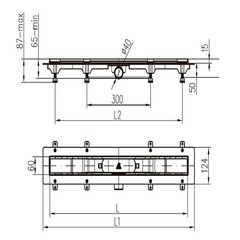 Лоток душевой MCH Klasik с комбинированным затвором 750х60 мм d40 мм решетка из нержавеющей стали (CH750K) - фото 2