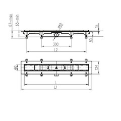 Лоток душевой MCH Klasik с комбинированным затвором 650х60 мм d40 мм решетка из нержавеющей стали (CH650KN) - фото 2
