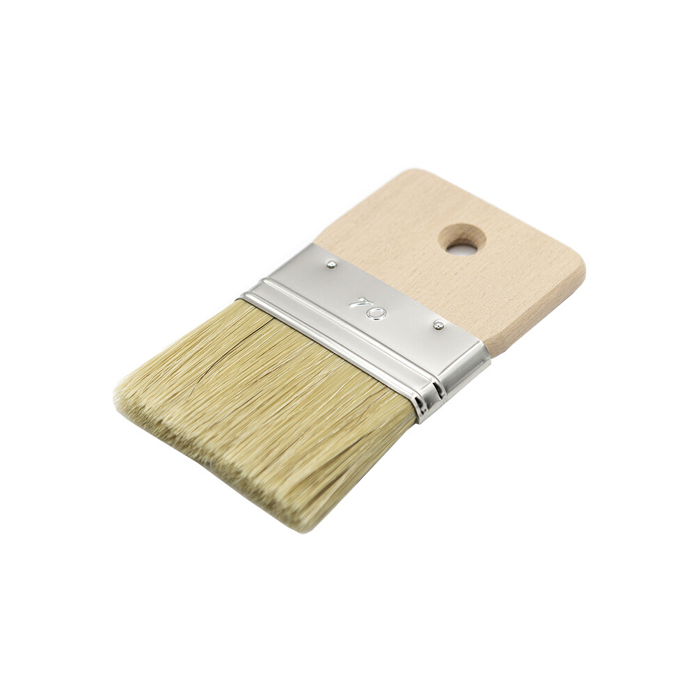 

Мини-кисть плоская натуральная щетина деревянная ручка Boldrini 70х15 мм для всех типов ЛКМ на любой основе