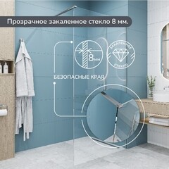 Душевая перегородка Ulitka Walk in Light серебро 100х195 см стекло прозрачное 8 мм (74104548) - фото 7