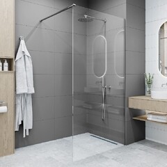 Душевая перегородка Ulitka Walk in Light серебро 90х195 см стекло прозрачное 8 мм (74104547) - фото 3