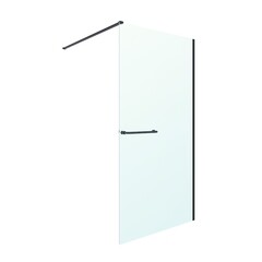 Изображение товара Душевая перегородка Ulitka Walk in Light черная 120х195 см стекло матовое 8 мм с полотенцедержателем (74104573)