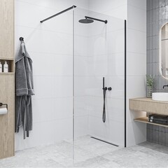 Душевая перегородка Ulitka Walk in Light черная 100х195 см стекло прозрачное 8 мм (74104544) - фото 2
