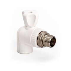 Изображение товара Кран шаровой полипропиленовый Lammin 20 мм х 1/2 НР(ш) для радиатора угловой (Lm31176020015)