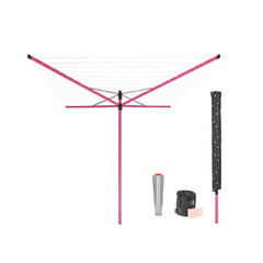 Сушилка для белья напольная уличная Brabantia Lift-O-Matic 50 м 1870х2950х2950 мм с чехлом мешком прищепками розовая
