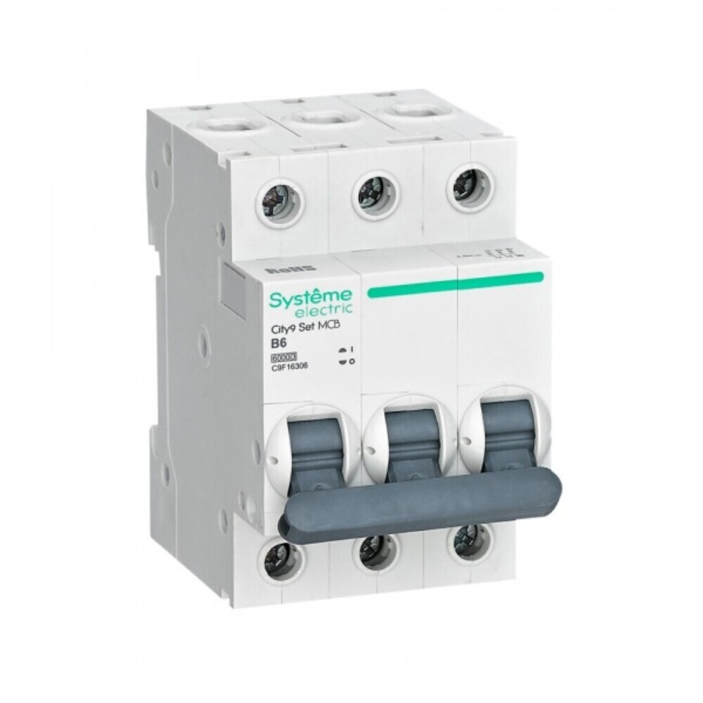 Автоматический выключатель модульный Systeme Electric City9 Set 3P 6А 6 кА 400 В (C9F16306)