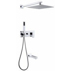 Душевая система Abber Daheim встраиваемая с верхним душем с лейкой с изливом хром (AF8217)
