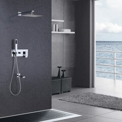 Душевая система Abber Daheim встраиваемая с верхним душем с лейкой с изливом хром (AF8217) - фото 3