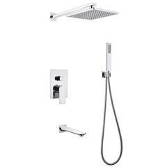 Душевая система Abber Weiss Insel встраиваемая с верхним душем с лейкой с изливом хром (AF8017) - фото 1