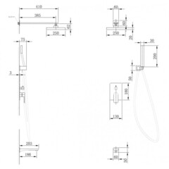 Душевая система Abber Weiss Insel встраиваемая с верхним душем с лейкой с изливом хром (AF8017) - фото 2