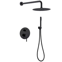 Душевая система Abber Emotion встраиваемая с верхним душем с лейкой черная матовая (AF8818B)