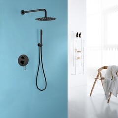 Душевая система Abber Emotion встраиваемая с верхним душем с лейкой черная матовая (AF8818B) - фото 2