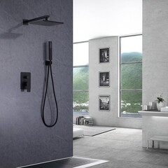 Душевая система Abber Weiss Insel встраиваемая с верхним душем с лейкой черная матовая (AF8018B) - фото 3