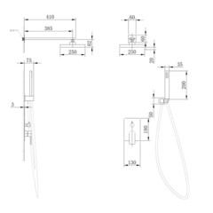 Душевая система Abber Weiss Insel встраиваемая с верхним душем с лейкой черная матовая (AF8018B) - фото 2