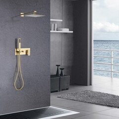 Душевая система Abber Daheim встраиваемая с верхним душем с лейкой золото матовое (AF8218G) - фото 3