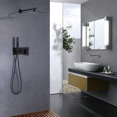 Душевая система Abber Daheim встраиваемая с верхним душем с лейкой черная матовая (AF8218B) - фото 3