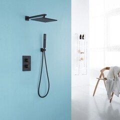 Душевая система Abber Weiss Insel встраиваемая с верхним душем с лейкой черная матовая (AF8051B) - фото 3