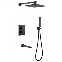 Душевая система Abber Weiss Insel встраиваемая с верхним душем с лейкой с изливом черная матовая (AF8050B)