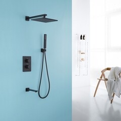 Душевая система Abber Weiss Insel встраиваемая с верхним душем с лейкой с изливом черная матовая (AF8050B) - фото 3