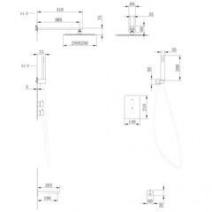 Душевая система Abber Weiss Insel встраиваемая с верхним душем с лейкой с изливом хром (AF8050) - фото 3