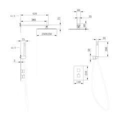 Душевая система Abber Daheim встраиваемая с верхним душем с лейкой хром (AF8251) - фото 2